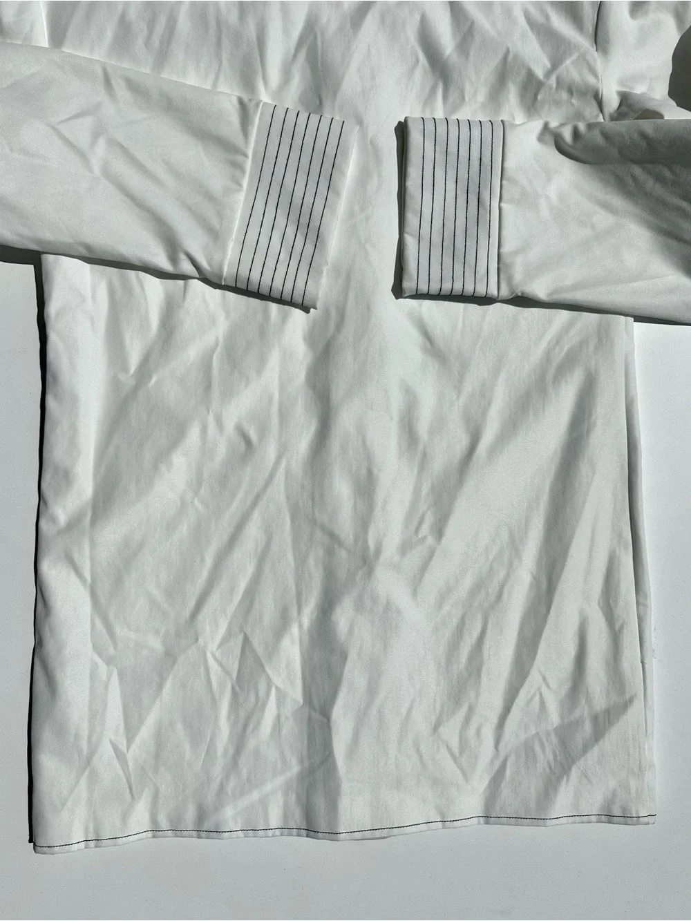 NWT Maniere De Voir White Long Coated Field Jacket Faux Leather Black Stitching